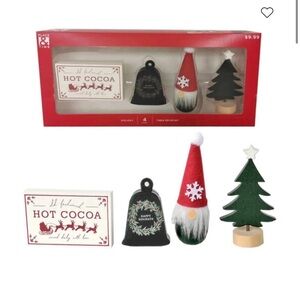 Christmas Wood Gnome Figurine Table Decor Set, NWT
